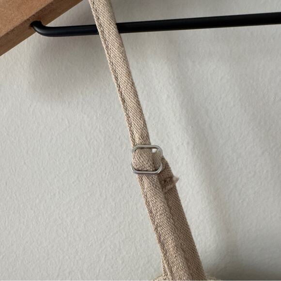 Jason Wu Linen Blend Eyelet Adjustable Spaghetti Strap Crop Top zip back tiered - Picture 7 of 12